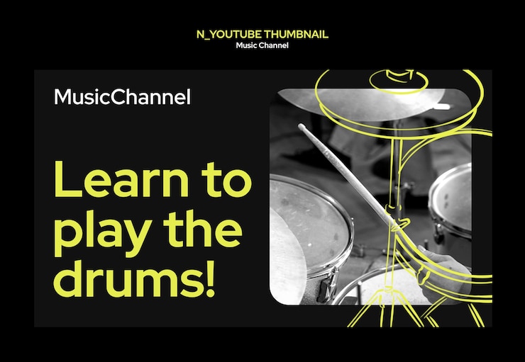 PSD gratuito miniatura del canal de música en youtube