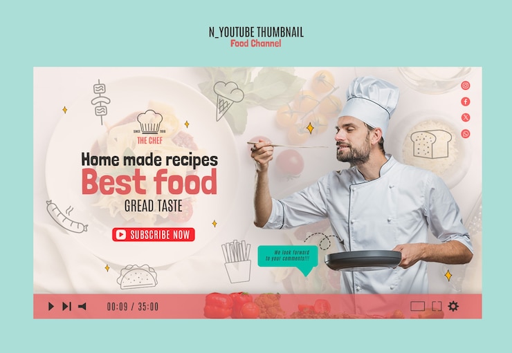 PSD gratuito miniatura del canale alimentare di youtube