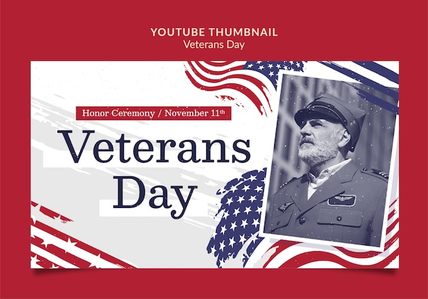 PSD gratuito miniatura de youtube de celebración del día de los veteranos