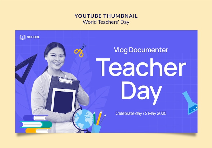 PSD gratuito miniatura de youtube para el día mundial de los maestros