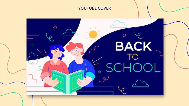 Miniatura de youtube de regreso a la escuela de diseño plano