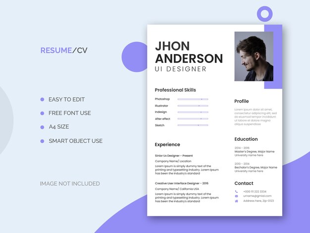 Minimaal en schoon cv of cv-template