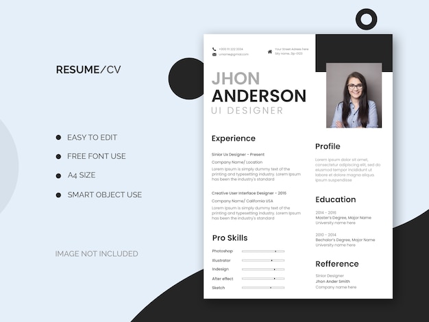 Gratis PSD minimaal en schoon cv of cv-template