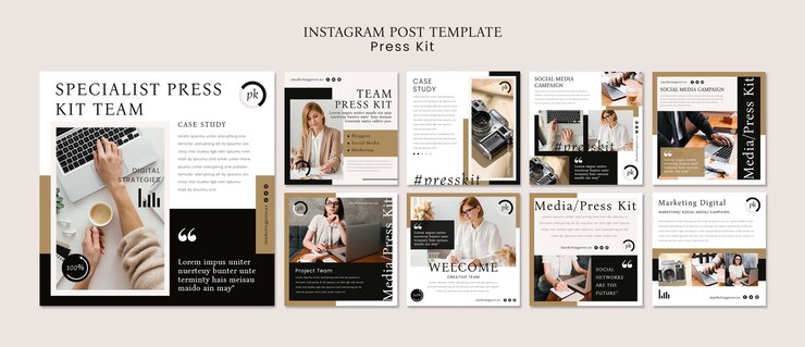 PSD Gratis minimal press kit instagram posts
