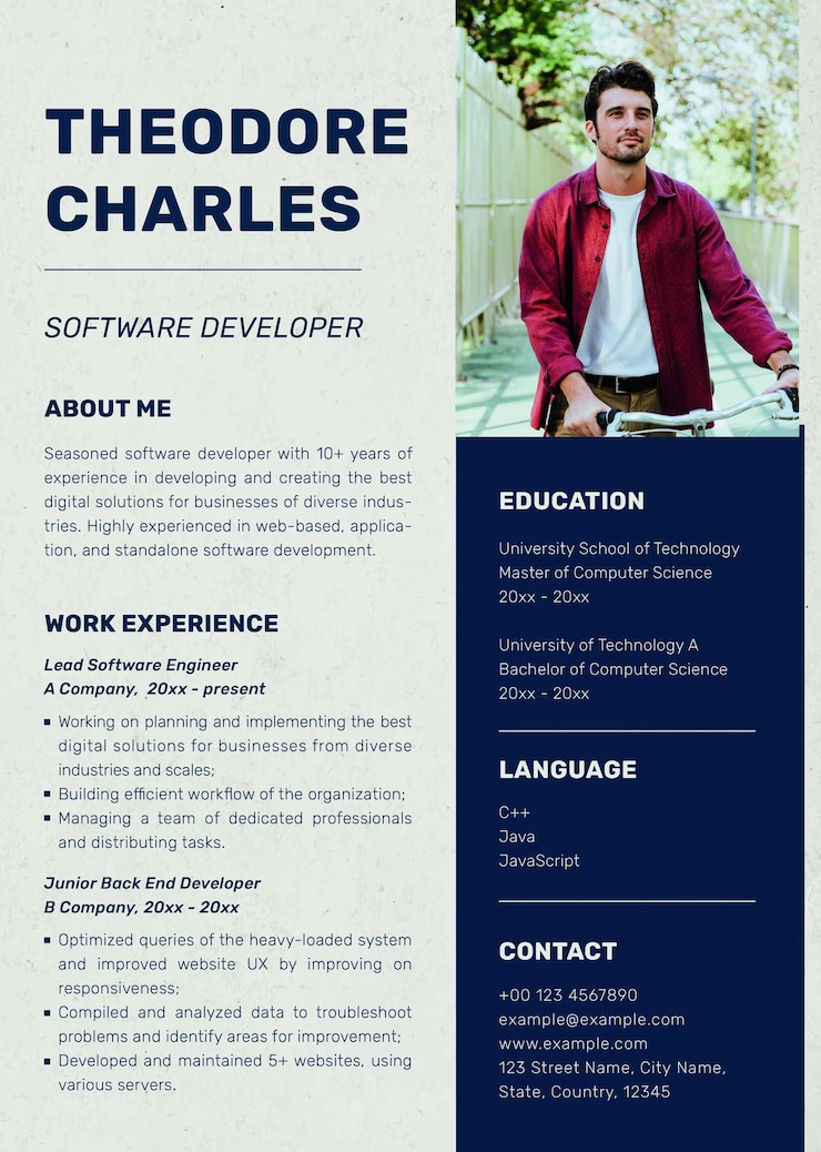 PSD Gratis minimal resume template psd with paper texture background with photo