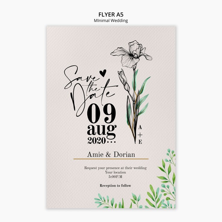 PSD Gratis minimal wedding flyer template
