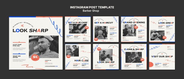 Gratis PSD minimale kapperszaak instagram post