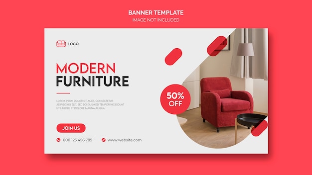 Gratis PSD minimale meubels websjabloon voor spandoek