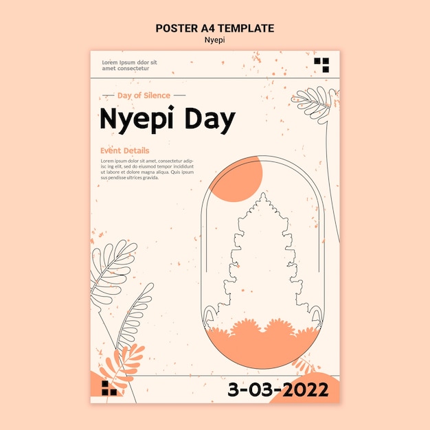 Minimale nyepi-sjabloon met plat ontwerp