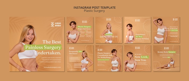 Gratis PSD minimale plastische chirurgie instagram posts sjabloon