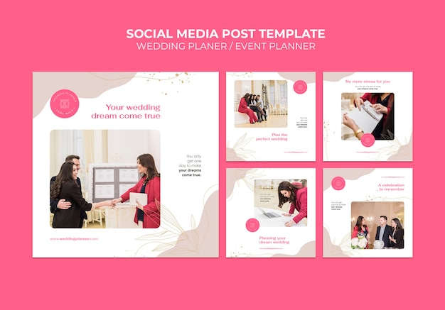 Minimale social media posts van weddingplanners