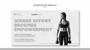 Gratis PSD minimale sportschooltraining facebook-sjabloon