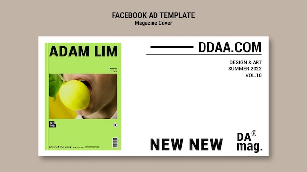 Gratis PSD minimale tijdschriftomslag facebooksjabloon