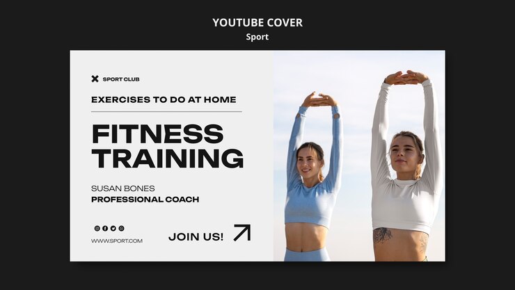 Gratis PSD minimalistisch sportconcept youtube-omslag