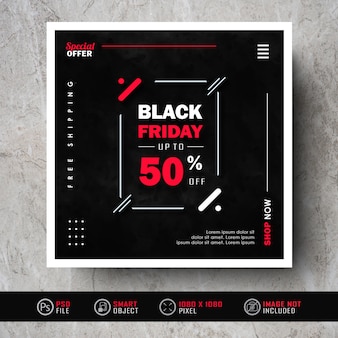 Minimalistische black friday instagram social media post sale-banner