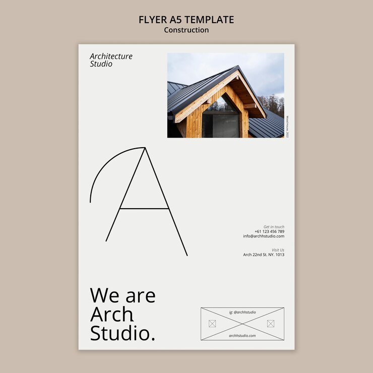 Gratis PSD minimalistische flyer-sjabloon voor bouwprojecten