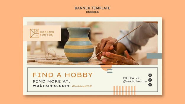 Minimalistische hobby's horizontale bannersjabloon