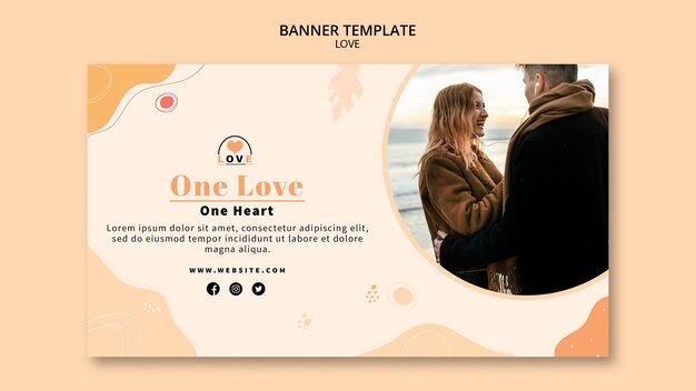 Minimalistische liefde banner ontwerpsjabloon