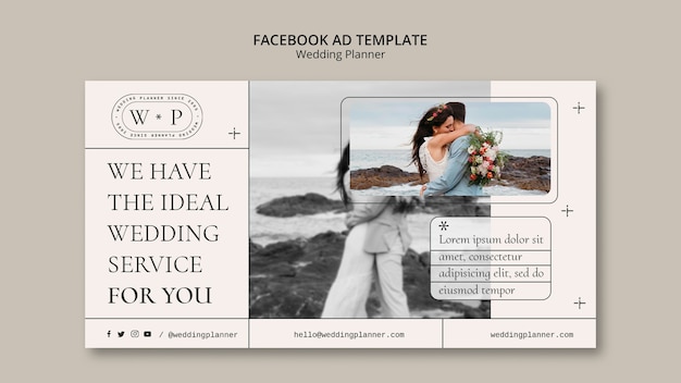 Gratis PSD minimalistische weddingplanner facebook sjabloon
