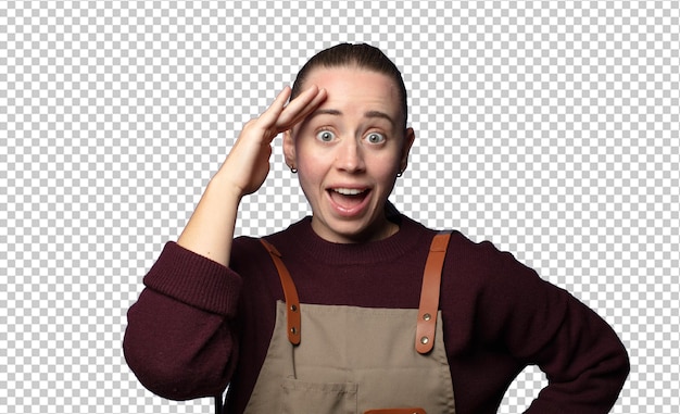 mirando feliz asombrado y sorprendido sonriendo y dándose cuenta de increíbles e increíbles buenas noticias