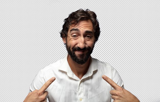 mirando orgulloso arrogante feliz sorprendido y satisfecho señalando a sí mismo sintiéndose como un ganador