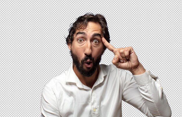 mirando sorprendido boquiabierto sorprendido al darse cuenta de una nueva idea o concepto de pensamiento
