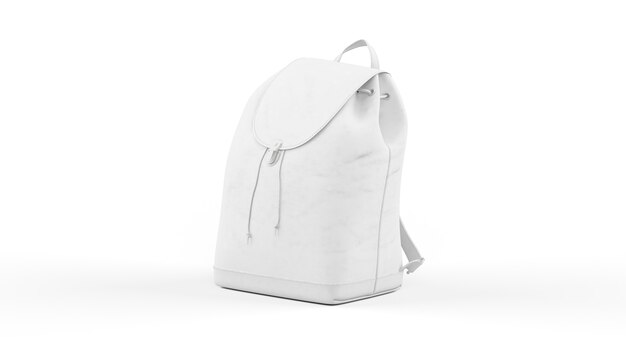 Mochila mujer blanca aislada