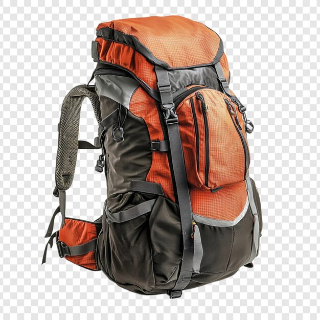 Mochilera de senderismo duradera naranja y gris ideal para aventuras
