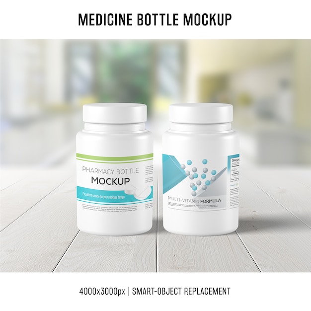 PSD gratuito mock up de bote de medicinas