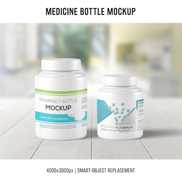 PSD gratuito mock up de bote de medicinas