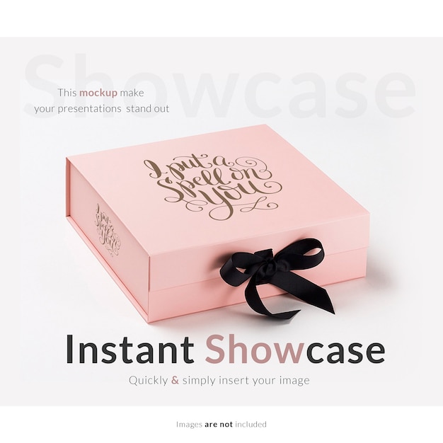 PSD gratuito mock up de caja de regalo rosa