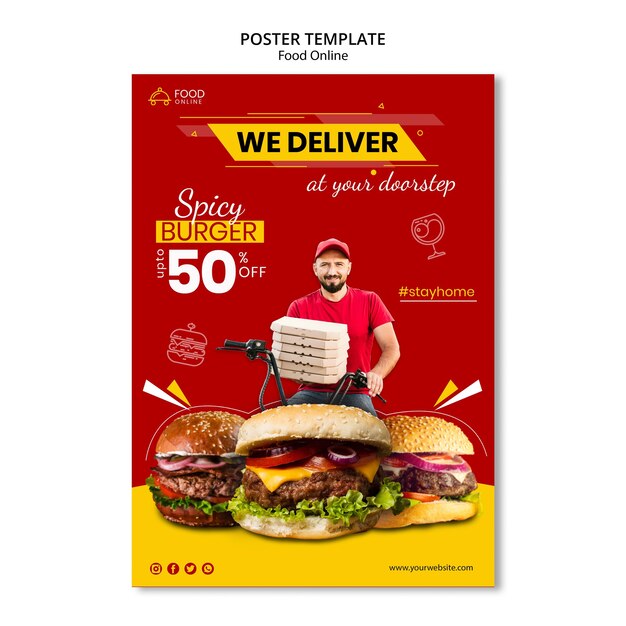 Mock-up di poster di concetto online di cibo