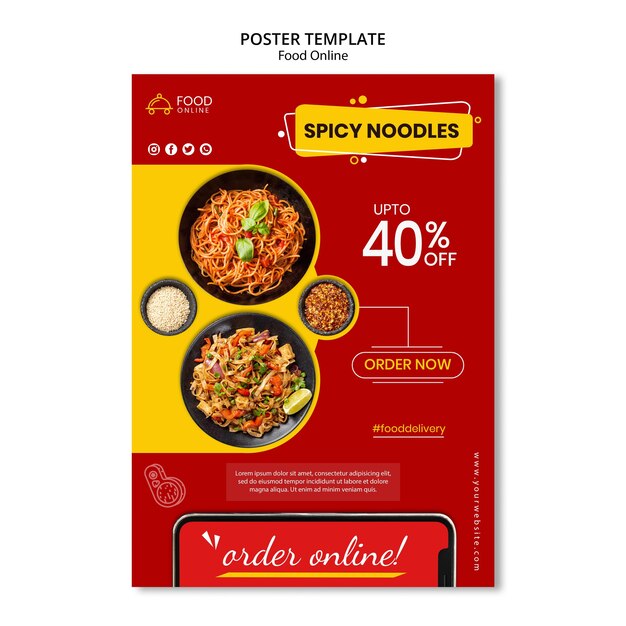 Mock-up di poster di concetto online di cibo