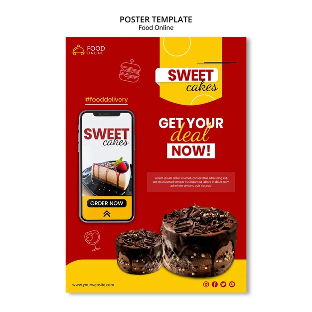 Mock-up di poster di concetto online di cibo