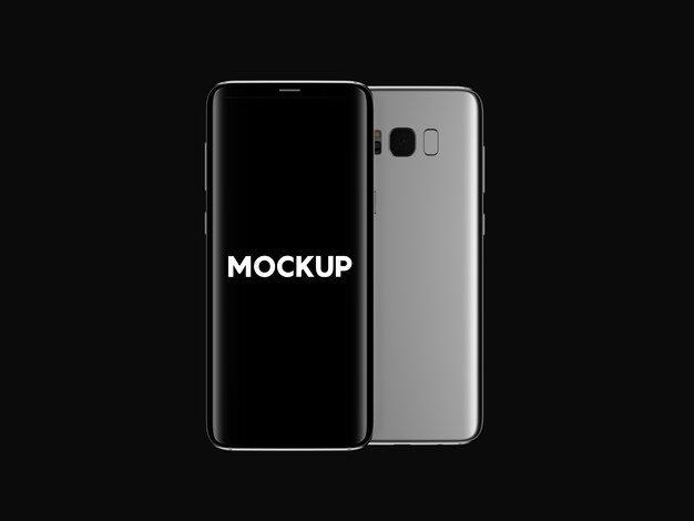 Mock up con diseño de móvil negro y plateado