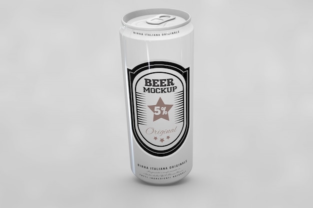 PSD gratuito mock up de lata de cerveza brillante