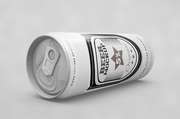 PSD gratuito mock up de lata de cerveza vista lateral