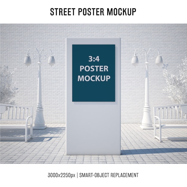 PSD gratuito mock up de póster callejero