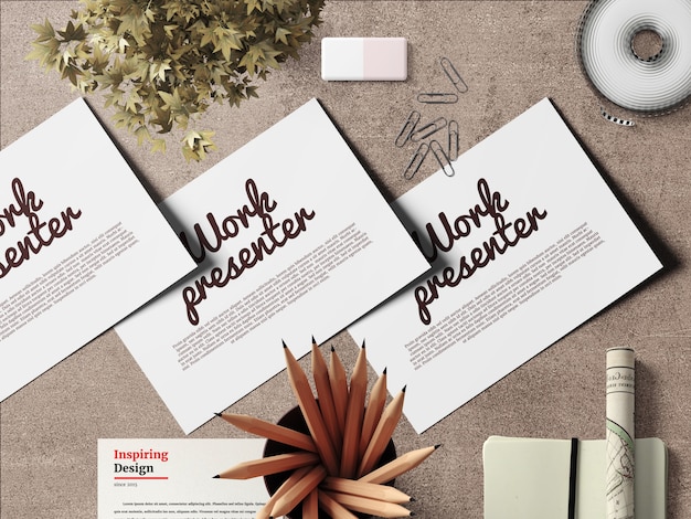 PSD gratuito mock up de presentación de trabajo elegante