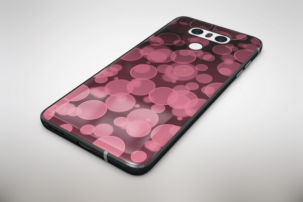 Mock up de smartphone burbujas rosas