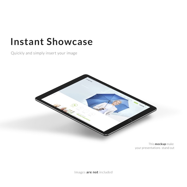 PSD gratuito mock up de tableta negra sobre fondo blanco