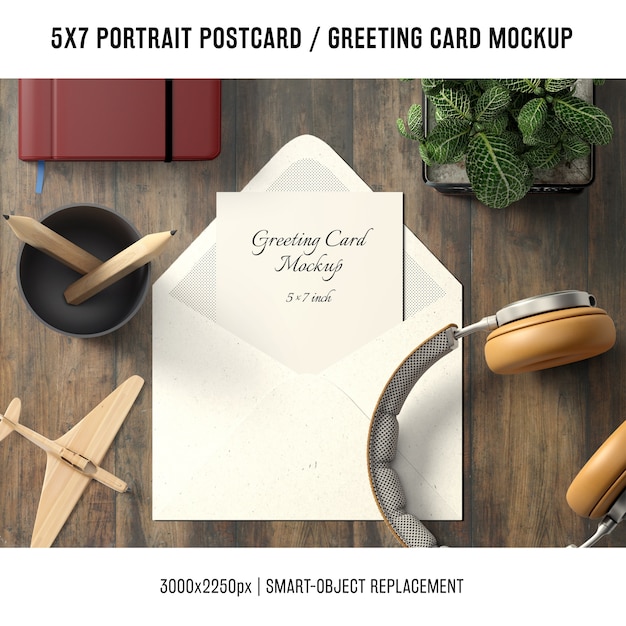 PSD gratuito mock up de tarjeta de agradecimiento