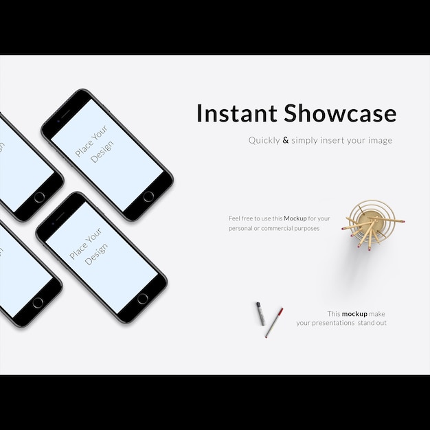 PSD gratuito mock up de teléfonos móviles negros