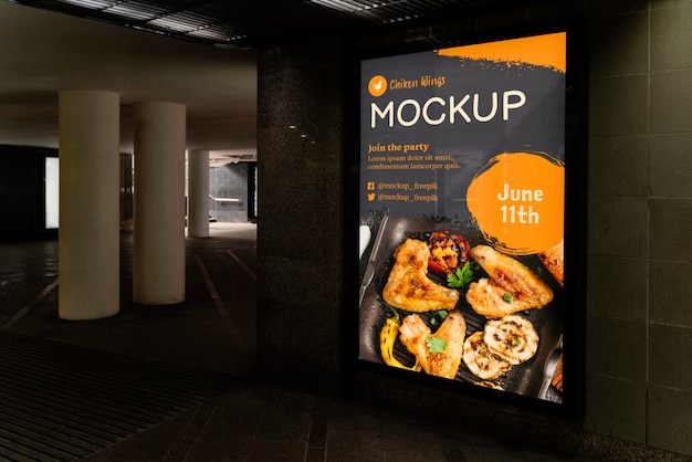 Mock-up voor billboards voor stadsvoedsel Gratis Psd
