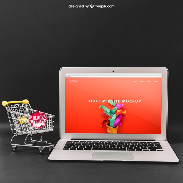 Mockup de black friday con portátil