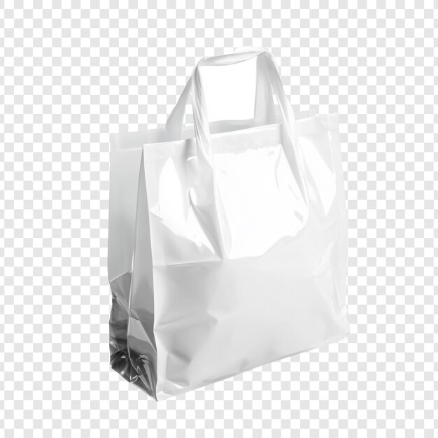 Mockup de bolsa de plástico blanca aislada sobre un fondo transparente Perfecto para publicidad de marca o proyectos de diseño