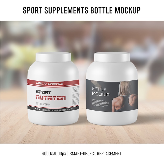 PSD gratuito mockup de bote de suplementos deportivos