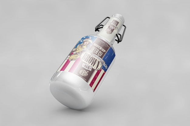 Mockup de botella con bandera de eeuu