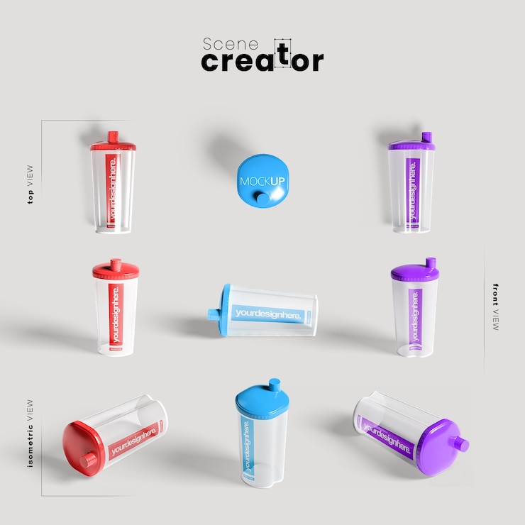 PSD Gratis mockup botol kebugaran untuk hidrasi
