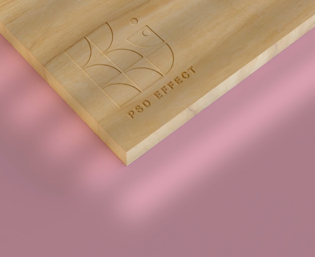 Mockup con logo in legno inciso